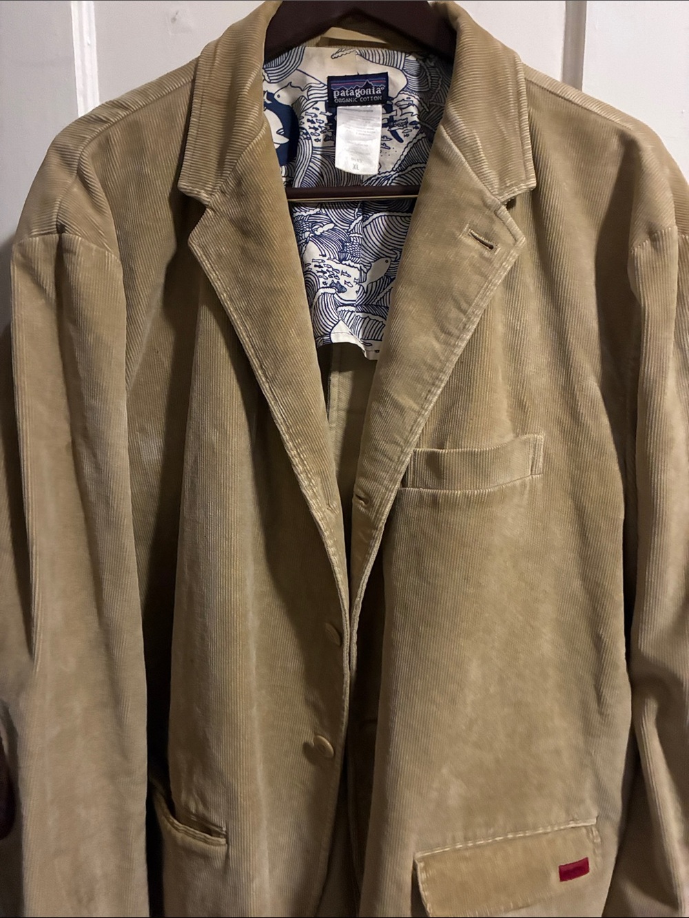 Patagonia Olive-Tan Corduroy Sport Coat with Brown Elbow Patches